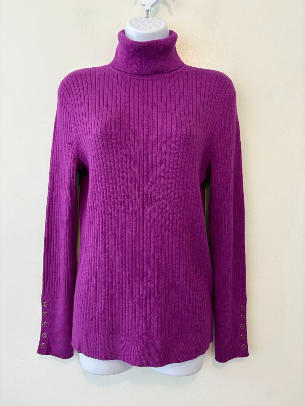 Talbots Purple Ribbed Knit Turtleneck Sweater Womens Medium